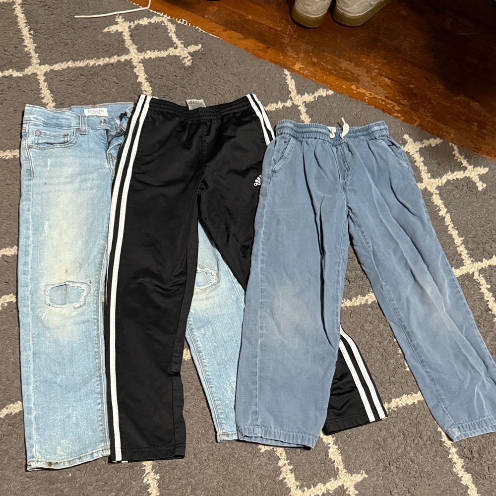 3 pair of Kids Pants Levi Jeans, Adidas Track pants, Zara soft pants